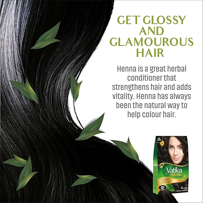 Vatika Naturals Permanent Hair Dye Rich Black, 100% Grey Coverage, Ammonia-Free, for Rich, Long-Lasting Color, No Damage, for Healthy, Vibrant Hair - 18 Sachets X 10g (Rich Black, Pack of 3)