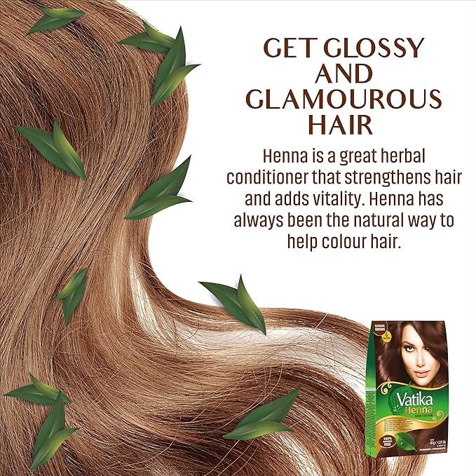 Vatika Naturals Permanent Hair Dye Natural Brown, 100% Grey Coverage, Ammonia-Free, for Long-Lasting Color, No Damage, for Healthy, Vibrant Hair - 18 Sachets X 10g (Natural Brown, Pack of 3)