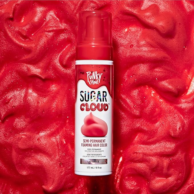Punky Sugar Cloud Semi-Permanent Foam Hair Color, Licorice - Vibrant Hair Dye for Long-Lasting Color, Easy Application Foam Hair Dye, 6 fl oz.