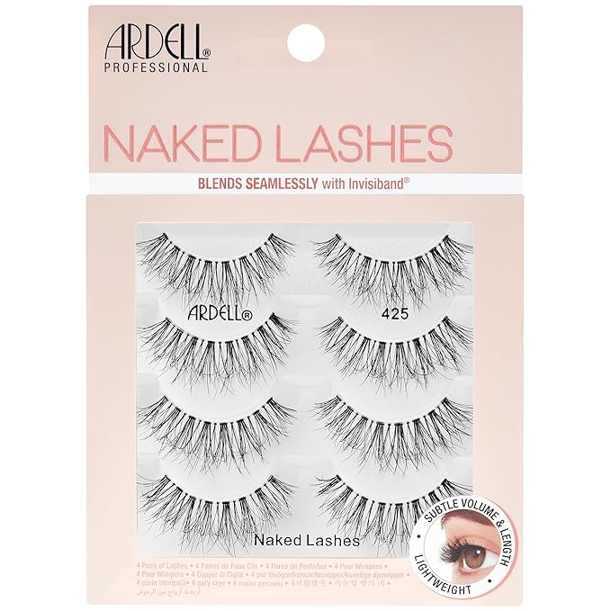 Ardell Naked Natural Lashes 427 – Subtle Volume & Length Natural Look Eyelashes with Invisiband, 4 Pairs