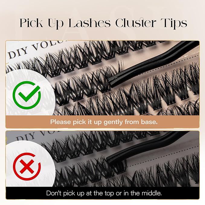 BEFER Lash Clusters, 240 Pcs D Curl Eyelash Clusters Volume Individual Lashes Extensions 10-16MM Fluffy Cluster Eyelash Wispy Cluster Lashes DIY At Home(70P)