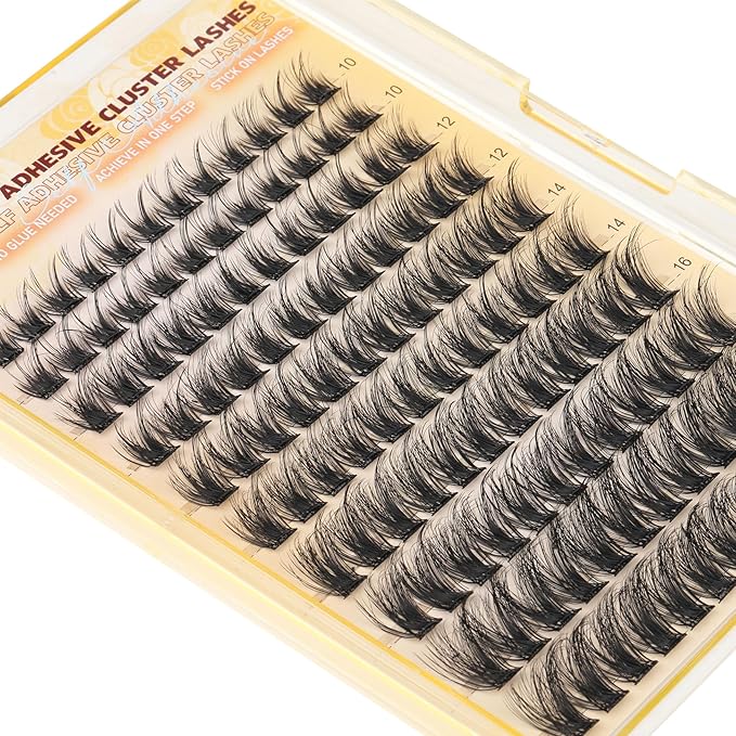 Self Adhesive Lash Clusters Natural No Glue Eyelashes Pre-glued Cluster Eyelash Extensions Wispy Reusable Self Adhesive Eyelash Clusters 120Pcs 10MM-18MM