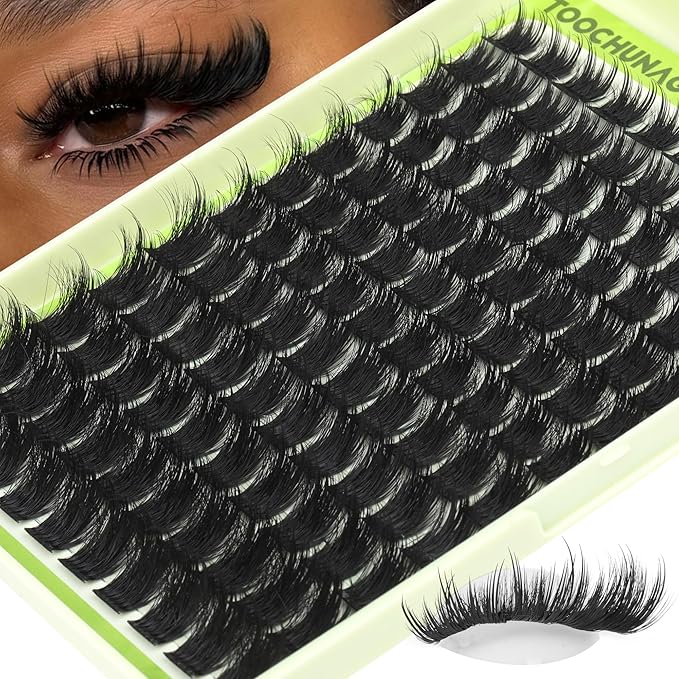 Spiky Lash Clusters 300D Fluff Eyelash Clusters 12-20mm Volume Cluster Eyelash Extensions D Curly Mink Individual Cluster Lashes with Spikes for DIY Fairy Manga Lash Extension by TOOCHUNAG