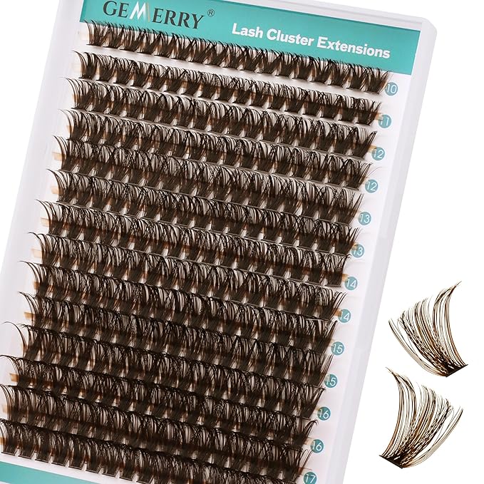 Brown Lash Clusters Fluffier Eyelash Extension 10-18mm Individual Lashes D Curly Eyelash Clusters 80D Volume 280pcs Cluster Lashes DIY Lash Extension at Home
