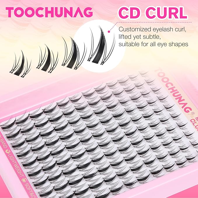 Manga Lash Clusters Kit 8-14mm Invisible Band Manga Eyelash Clusters Kit DIY Lash Extension Kit Spiky Anime Lashes Individual Natural Eyelashes Extensions Clusters by TOOCHUNAG