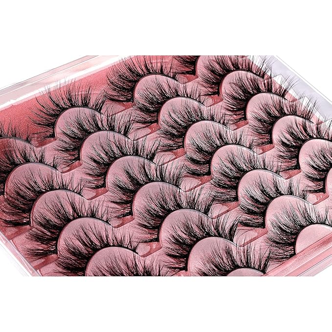 False Eyelashes Wispy Lashes Natural Look Eye Lashes Cat Eye Fake Eyelashes C-Curly False Lashes Volume Handmade Light Volume Eyelashes 14 Pairs Pack by zanlufly