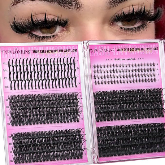 TNFVLONEINS Eyelash Clusters Bottom Lash Clusters with Spikes 480Pcs Cluster Eyelash Extensions Wispy Lash Extension DIY Individual Lashes Clusters Manga Eyelash Extension(50D+60D+80D+100D)