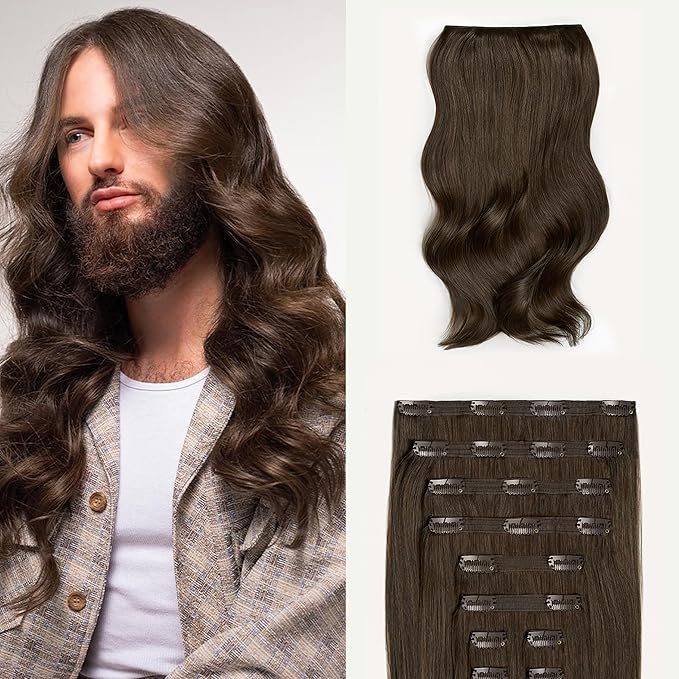 Luxy 100% Remy Human Hair, Classic 160g Clip-In Hair Extensions - 10 Wefts Multi-Dimensional Color for Natural Blending, Adds Volume & Length, Easy Apply & Remove 16" Medium Natural Brown