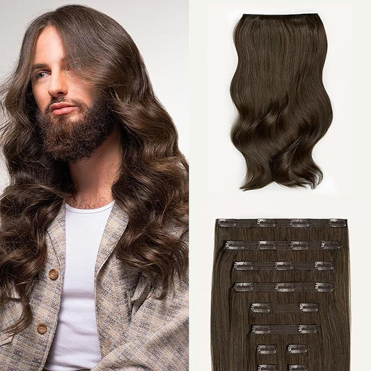 Luxy 100% Remy Human Hair, Classic 160g Clip-In Hair Extensions - 10 Wefts Multi-Dimensional Color for Natural Blending, Adds Volume & Length, Easy Apply & Remove 20" Medium Natural Brown