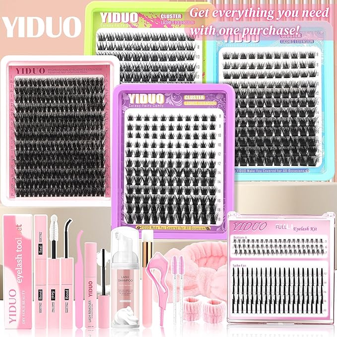 Lash Clusters Kit 6 Styles Bulk Packs Eyelash Extensions Volume/Manga/ultra/Dramatic with pikes Bottom Lashes Clusters Kit 5-20mm Wispy D Curl Individual Fake Eyelashes Kit DIY at Home Easily