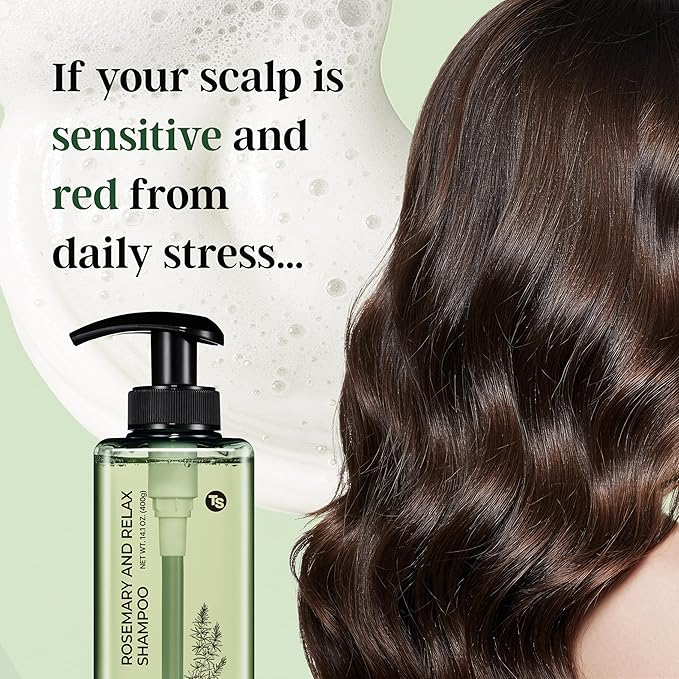 TS Rosemary & Relax Shampoo Hydrating & Calming | Natural Ingredients | Sulfate-Free | Korean Shampoo (14.1 Fl oz)