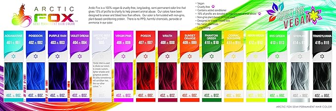 ARCTIC FOX Vegan and Cruelty-Free Semi-Permanent Hair Color Dye (4 Fl Oz, NEON MOON)