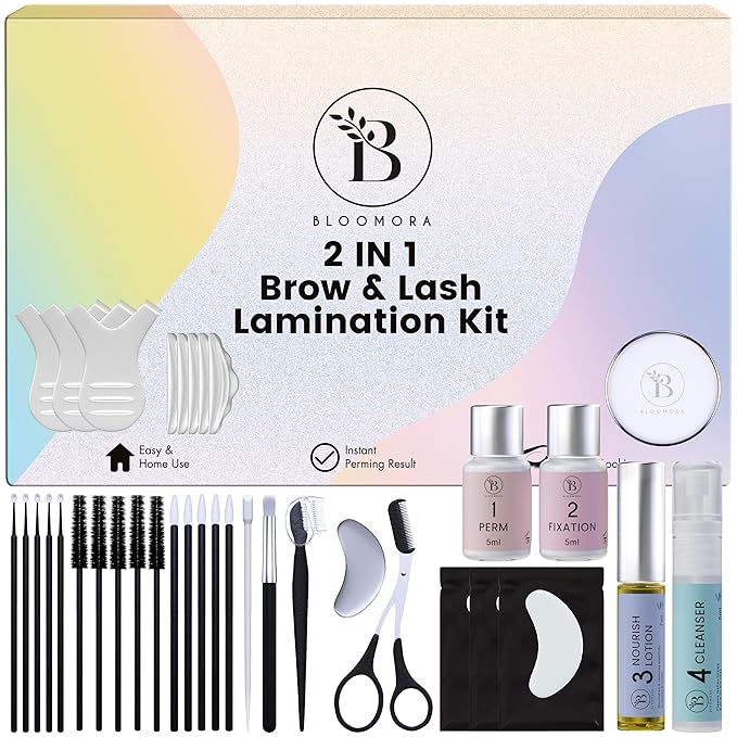 Lash Lift Kit & Eyebrow Lamination Kit, 2-in-1 Solution, At-Home Brow Lamination, Beginner/Professional, Eyelash Lift, Lasts 6-8 Weeks, 15 Applications, DIY Brow & Lash Perm - BLK7