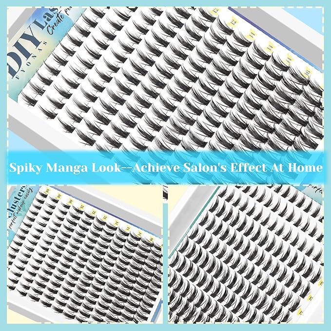 Lash Clusters Manga Eyelash Clusters 180pcs Spiky Cluster Eyelash Extensions CC Curl Natural Anime Lashes Clusters 10-16mm Wispy DIY Lash Extensions at Home (Beloved)