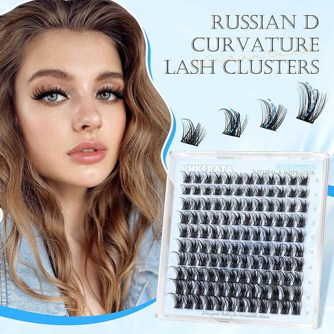 Wispy Eyelash Clusters Natural Lash Clusters 120 pcs Cluster Eyelash Extensions Wispy D Curvature Individual Lashes Reusable DIY Lash Extension Thin Lash Band