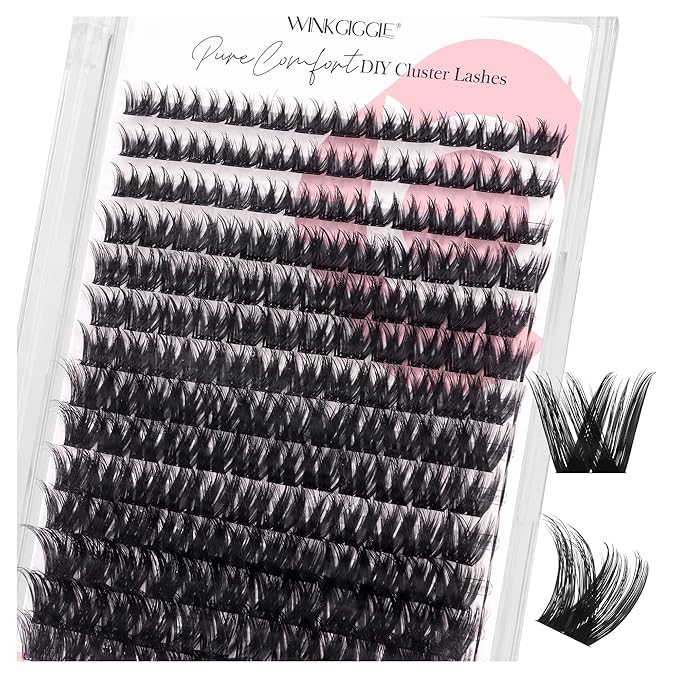 Cluster Lashes Wispy Lash Clusters Soft D Curl Eyelash Clusters Russian Lashes Clusters DIY Eyelash Extensions at Home,Thin Bank MIX (DDX163)