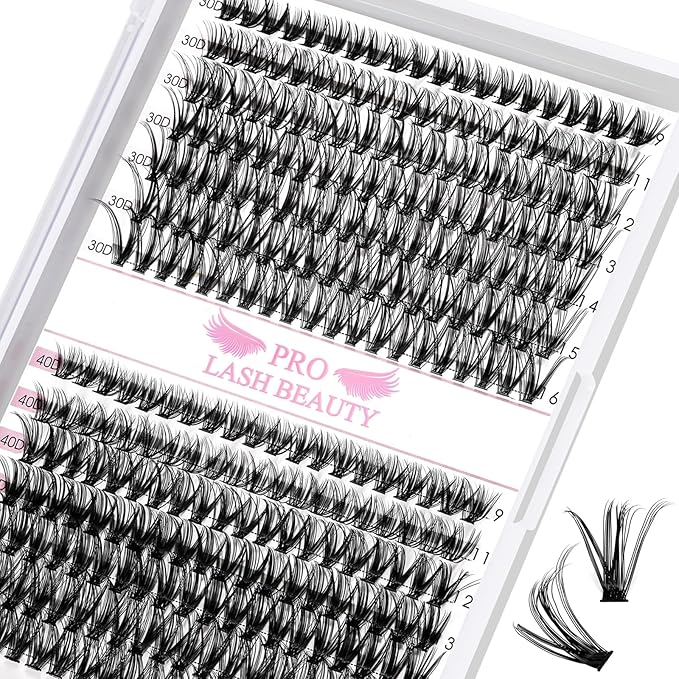 280 Pcs Individual Lashes 30+40-C-9-16mix Cluster Lashes 10D 20D C D Curl Wispy Lashes Bottom Lashes DIY Lashes At Home（30+40-C-9-16mix）