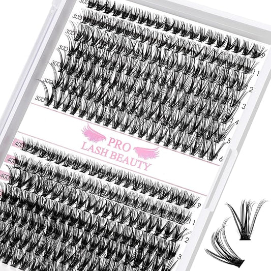 280 Pcs Individual Lashes 30+40-C-9-16mix Cluster Lashes 10D 20D C D Curl Wispy Lashes Bottom Lashes DIY Lashes At Home（30+40-C-9-16mix）