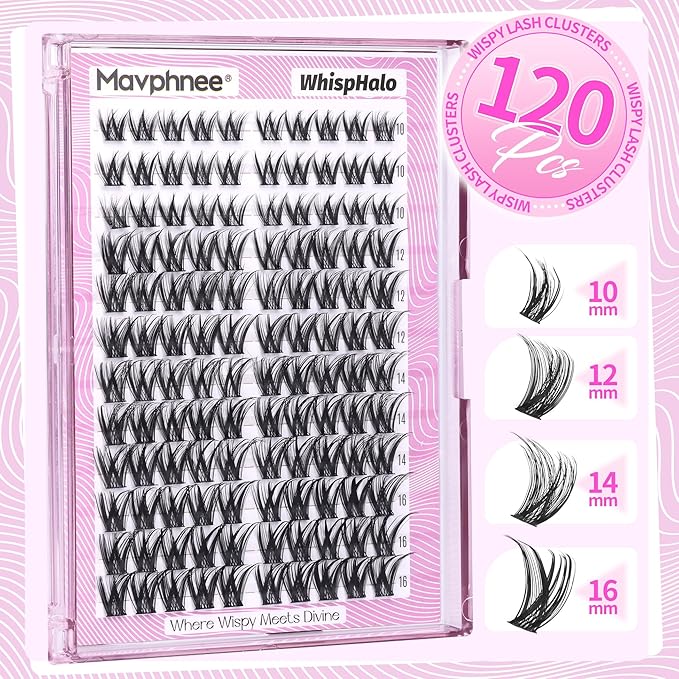 Eyelash Clusters Wispy LashClusters Natural DIY Lash Extensions 10-16MM Individual Eyelashes 120Pcs Cluster Lashes CC-Curly Cluster Eyelash Extensions Fairy Lashes Clusters For Daily Wear