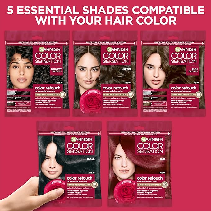 Garnier Color Sensation Color Retouch, Demi Permanent Hair Dye for Roots with 100% Gray Coverage, Rich Brown Hair Dye 6.0, Pack of 6 (Packaging May Vary)