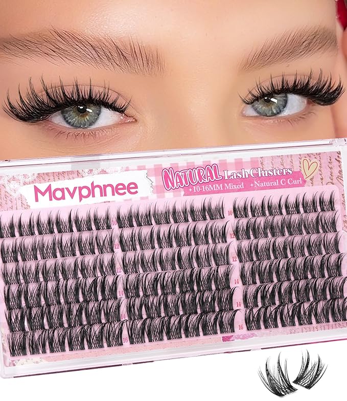 Anime Lash Clusters Fairy Eyelash Clusters Spiky Lash Extensions Natural Lash Clusters Manga C-Curly Individual Lashes Fluffy Wispy Lash Hack Clear Band Cluster Eyelash Extensions (108Pcs, 10-16MM)