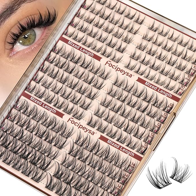 Focipeysa Lashes Clusters Wispy Natural Lash Clusters 10-16mm Eyelash Clusters Individual Eyelashes Pestañas Postizas Naturales Fairy Eyelashes Extensions Natural False Eyelashes