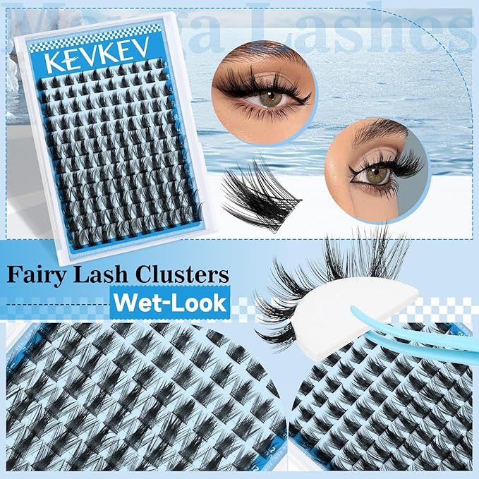 Lash Clusters California Sunset Manga Style Volume Soft 144Pcs 8-18mm Mix Eyelash Clusters DIY Lash Extension Ultra-Thin Band DIY Lashes (Fairy02)