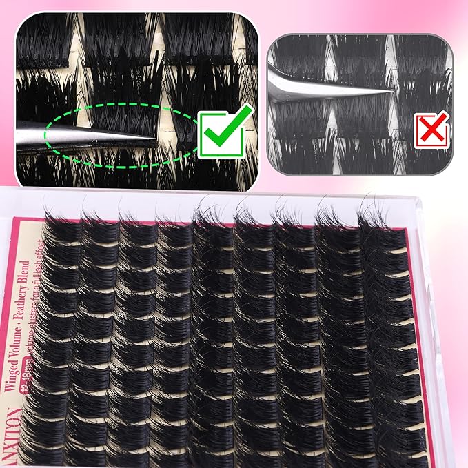 Lashes Clusters 3D Volume Manga Lash Clusters with Spiky Long Lash Extension 12-18mm Wispy Think Eyelash Clusters Eyelash Extensions for Dramatic Anime Individual Lashes DIY at Home by FANXITON