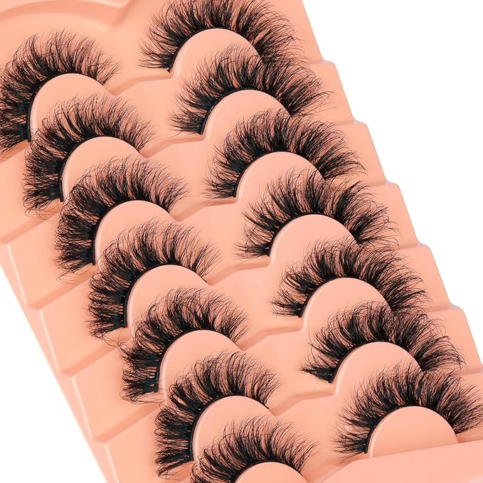 Mink Lashes Wispy False Eyelashes Fluffy D Curl Faux Mink Lashes 14mm Natural Look False Lashes Short Strips Lashes by Focipeysa
