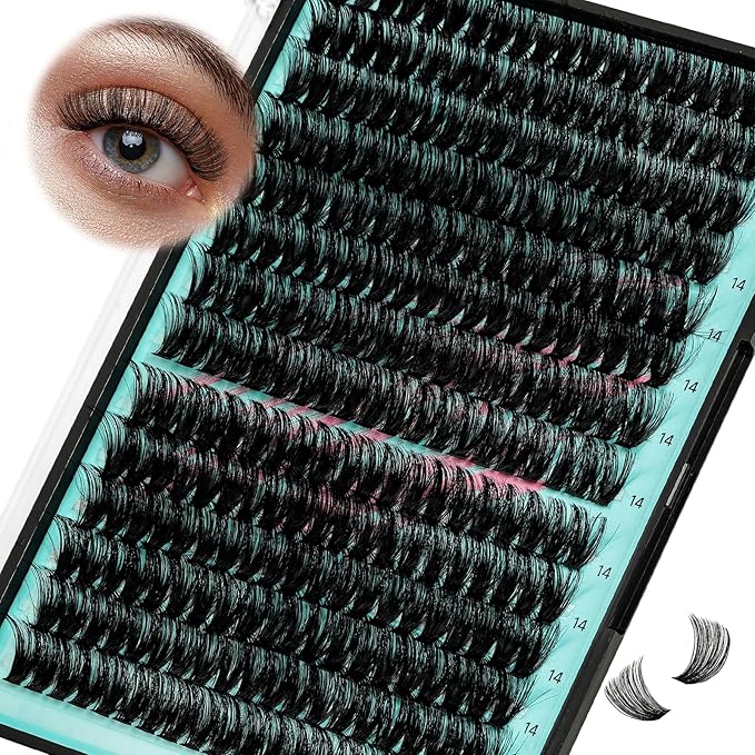 Lash Clusters Wispy 280PCS Eyelash Extension 80D Cluster Lashes Individual Lashes DIY Lash Extension Natural Look Cluster Eyelash Extensions Soft False Eyelashes at Home for Beginners(14mm)