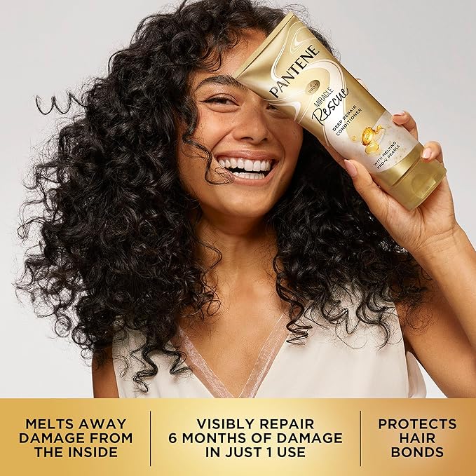 Pantene Miracle Rescue Deep Conditioner with Melting Pro-V Pearls - For Dry, Damaged, or Color-Treated Hair - Intense Moisture & Repair - 8.0 Oz (Pack of 12)