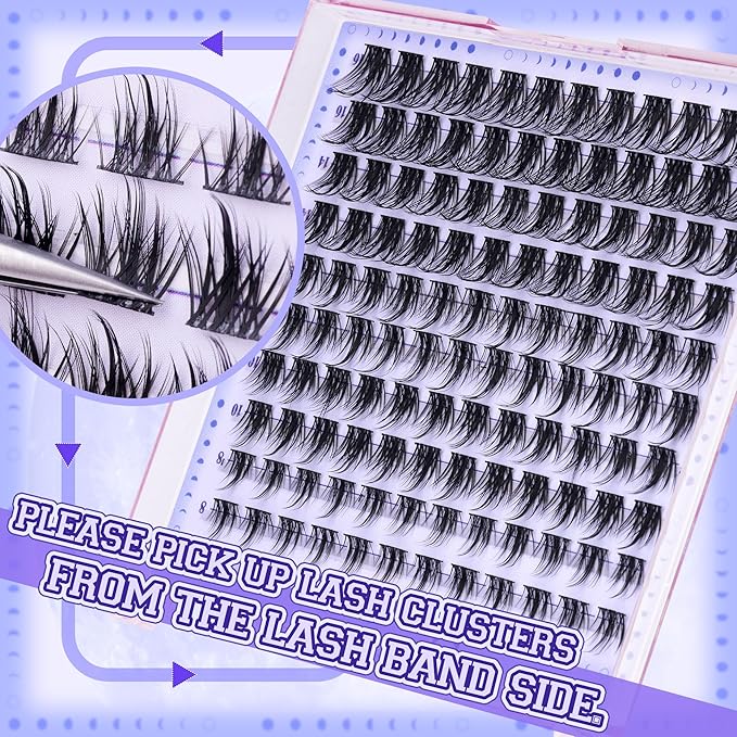 Wispy Lash Clusters Natural Looking Eyelash Extensions Fairy Lash Extension Cluster Lashes Individuals DIY Lash at Home 8-16MM C-Curly Whispy Eyelash Cluster Pack 120 Pcs by Mavphnee