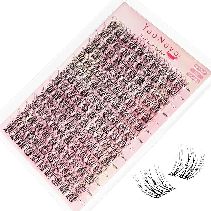 Wispy Lash Clusters 140 Pcs 14mm Mix Eyelash Clusters C Curl Cluster Eyelash Extensions Natural Wispy Cluster Lashes Reusable Individual Invisible Band Lash clusters (QX-14mm)