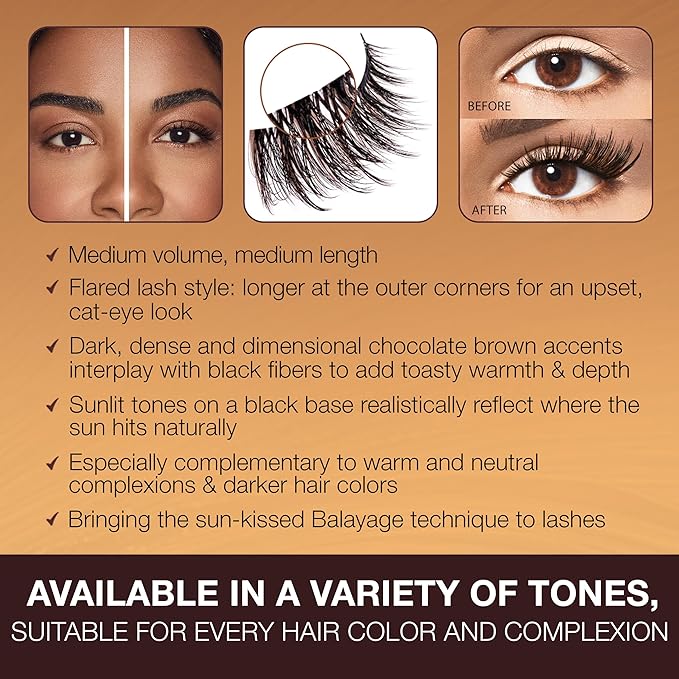 Ardell Balayage Wispies False Eyelashes - Chocolate, Ultra Thin Band for Natural, Wispy Volume, Long-Lasting, Comfortable Wear Lashes, 4-Pack