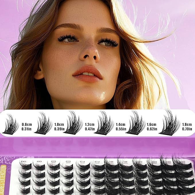 3 Styles Lash Clusters Kit Bulk Packs with 2×Bond&Seal Volume/Manga/ultra/Dramatic Eyelash Extensions 8-18mm lashes Clusters Kit Wispy D Curl Individual Fake Eyelashes Kit DIY at Home Easily