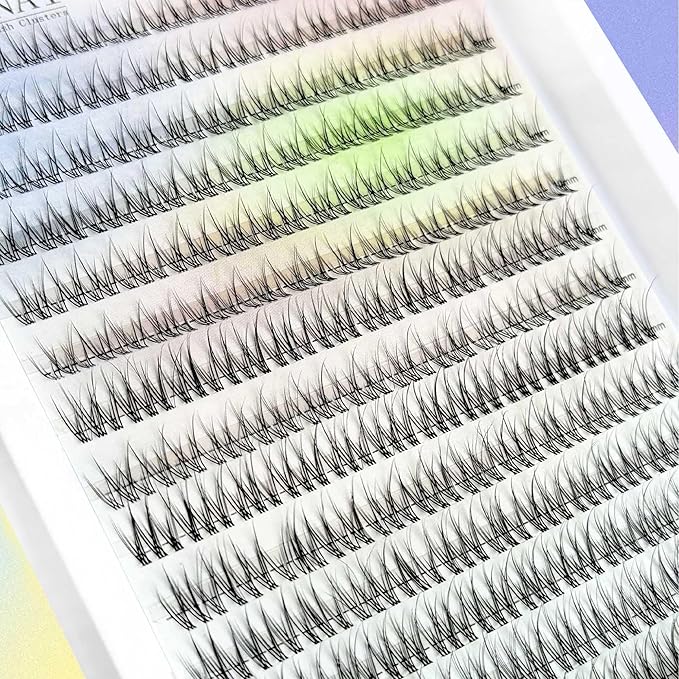 Lash Clusters Natural Look Wispy C Curl Lash Extensions, Natural Lash Clusters Clear Band 8-12MM 168pcs DIY Eyelash Extension, Yasnai Individual Eyelash Clusters DIY at Home