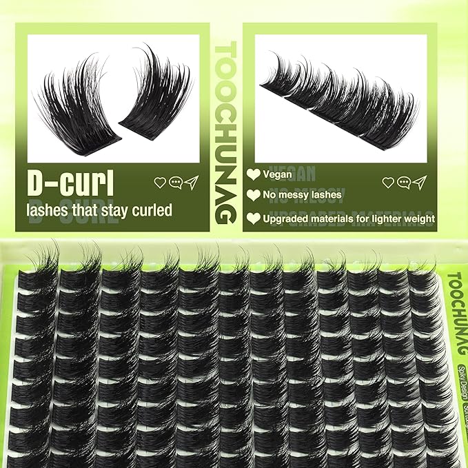 Spiky Lash Clusters 300D Fluff Eyelash Clusters 12-20mm Volume Cluster Eyelash Extensions D Curly Mink Individual Cluster Lashes with Spikes for DIY Fairy Manga Lash Extension by TOOCHUNAG