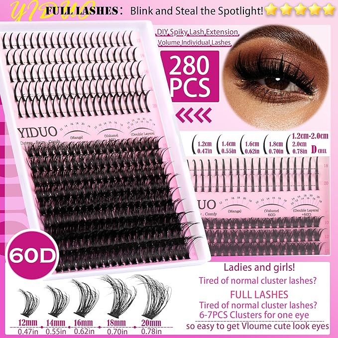 Lashes Clusters Kit with Spikes Bottom Extensions False Eyelashes 816Pcs Bulk Packs with 2X Bond&Seal Volume D Curl Wispy Individual Fake Eyelash Wholesale Large Pack for Beginners Gift Choice