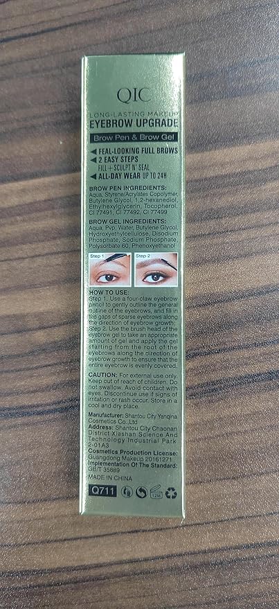 QIC Eyebrow 4 Tip Brow Pencil,Microblading Eyebrow Pencil, 2-in-1 Eyebrow Pen and Sealing Brow Gel,Waterproof Long-lasting Magic Eyebrow Pencil for Natural Makeup(Dark brown)