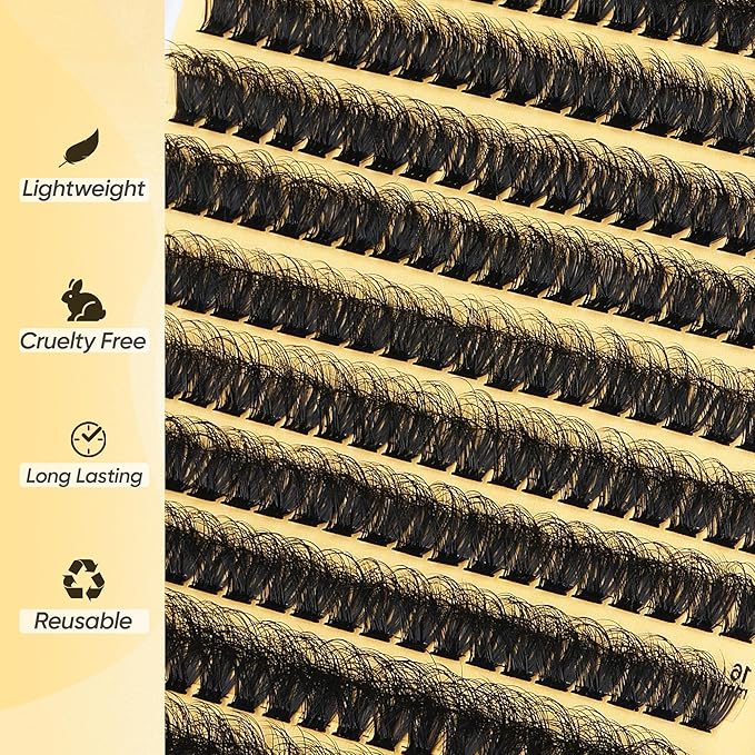 Fluff 80D Lash Clusters 300pcs Eyelash Clusters DD Curly Thick Cluster Eyelash Extensions 10-18mm DIY Wispy Individual Lashes Extension Mink Eyelashes Clusters by TOOCHUNAG
