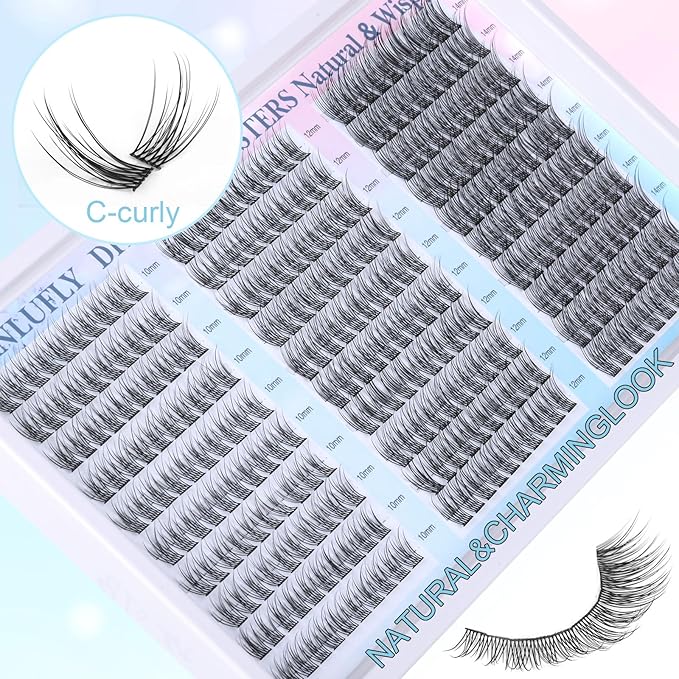 Lash Clusters Wispy Eyelash Clusters C-Curly Individual Lashes zanlufly Natural 300Pcs Cluster Lashes Eyelash Extension 10 12 14MM DIY Lash Extension