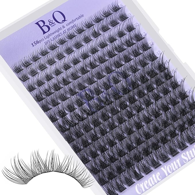 B&Q Wispy Lash Clusters Full B01,Eyelash Clusters 156PCS Comfortable band Cluster Eyelash Extensions,8-18mm Volume Individual Lashes Lightweight D Curl Lash Clusters Soft Eyelashes Natural Look(B01)