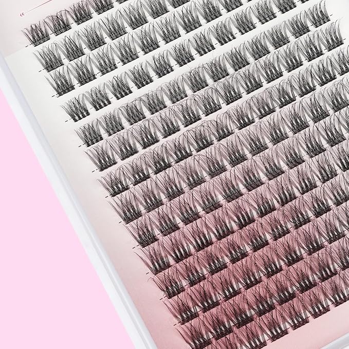 168Pcs Ultra-Fine soft Lash Clusters 0.03 mm thick 9-16mm Mixed Length Natural Wispy Eyelash Clusters Lightweight, easy to apply Lashes With premium eyelash effect (QR-0.03mm thickness - 168Pcs)