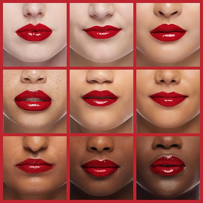 Palladio Lip Gloss, Non-Sticky Lip Gloss, Contains Vitamin E and Aloe, Offers Intense Color and Moisturization, Minimizes Lip Wrinkles, Softens Lips with Beautiful Shiny Finish, Ruby Red