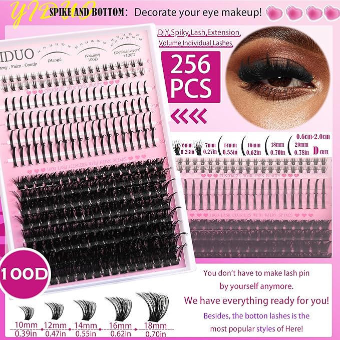 Lashes Clusters Kit with Spikes Bottom Extensions False Eyelashes 816Pcs Bulk Packs with 2X Bond&Seal Volume D Curl Wispy Individual Fake Eyelash Wholesale Large Pack for Beginners Gift Choice