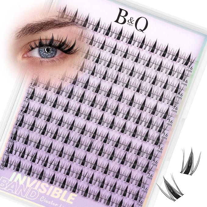 B&Q Fairy Lash Clusters Invisible Band False Eyelashes Clusters Natural Cluster Eyelash Extensions Comfortable Individual Lashes Extension DIY Soft Eyelash Clusters（Fairy-16mm）
