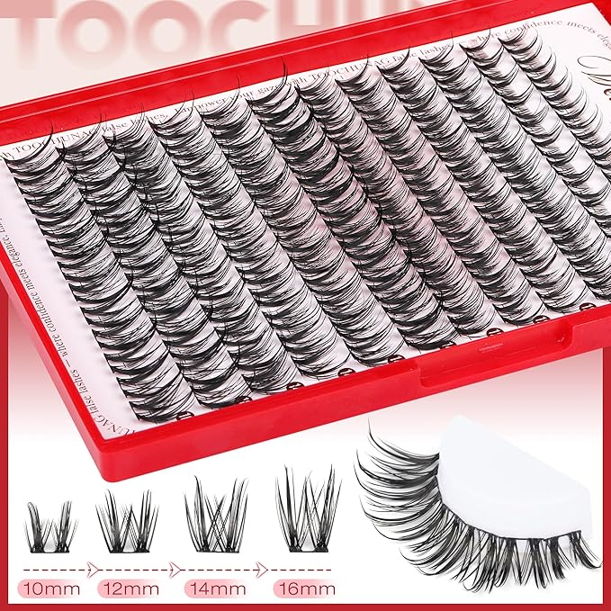Manga Lash Clusters Wispy Cluster Eyelash Extensions Natural Lashes Clusters 144pcs 10-16mm DIY Eyelash Clusters Soft Individual Lashes Extension with Thin Band by TOOCHUNAG