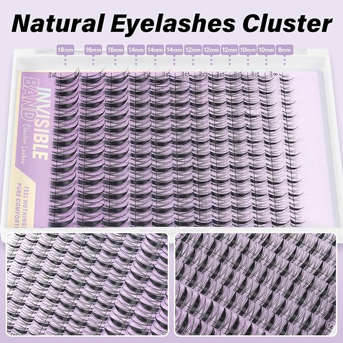 B&Q Fairy Lash Clusters Invisible Band False Eyelashes Clusters Natural Cluster Eyelash Extensions Comfortable Individual Lashes Extension DIY Soft Eyelash Clusters（Fairy-MIX8-18mm）