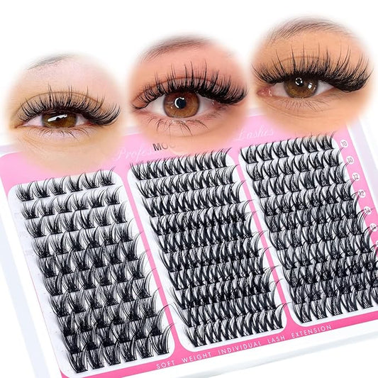 Natural Lash Clusters Wispy Eyelash Clusters 3 Styles Mix Natural Cluster Eyelash Extensions D Curly Soft Individual Lashes 10-16 mm Mix Length Natural Look Lashes Clusters with Thin Lash Band