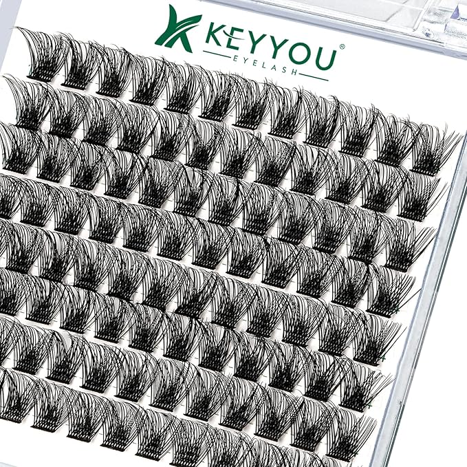 Lash Clusters 96pcs Individual Lashes Y03 D Curl 14mm Cluster Lashes KEYYOU Volume Wispy Lash Extension Soft&Comfortable Easy DIY at Home(Y03 D-14mm)